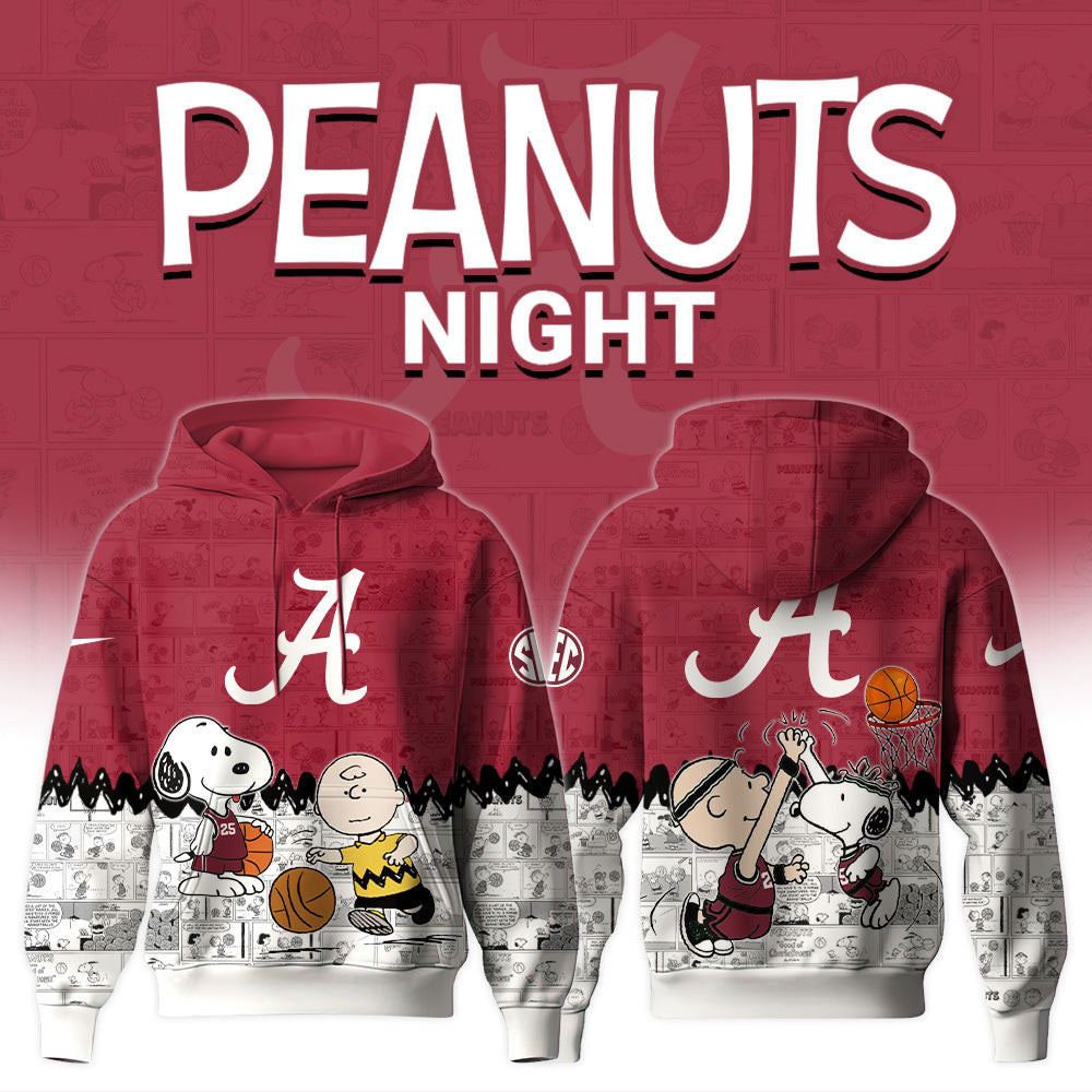 Alabama Crimson Tide Hoodie Peanuts Night The 75th Anniversary Of Peanuts Hoodie Gift For Brother