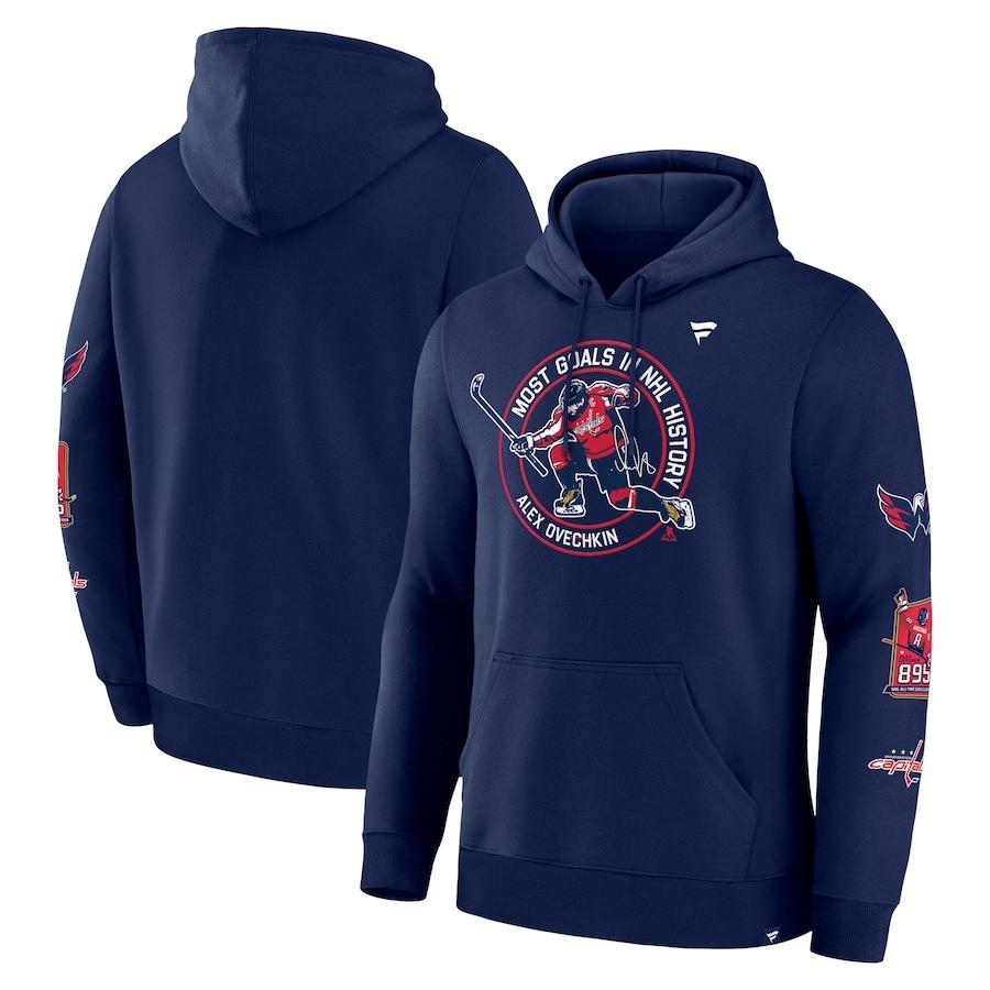Alex Ovechkin 895 Hoodie Mens Most Gold IN NHL History Washington Capitals Hockey Fan Merch