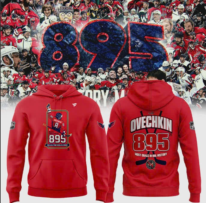 Alex Ovechkin 895 Hoodie Most Goals In NHL History Hockey Washington Capitals Fan Merch