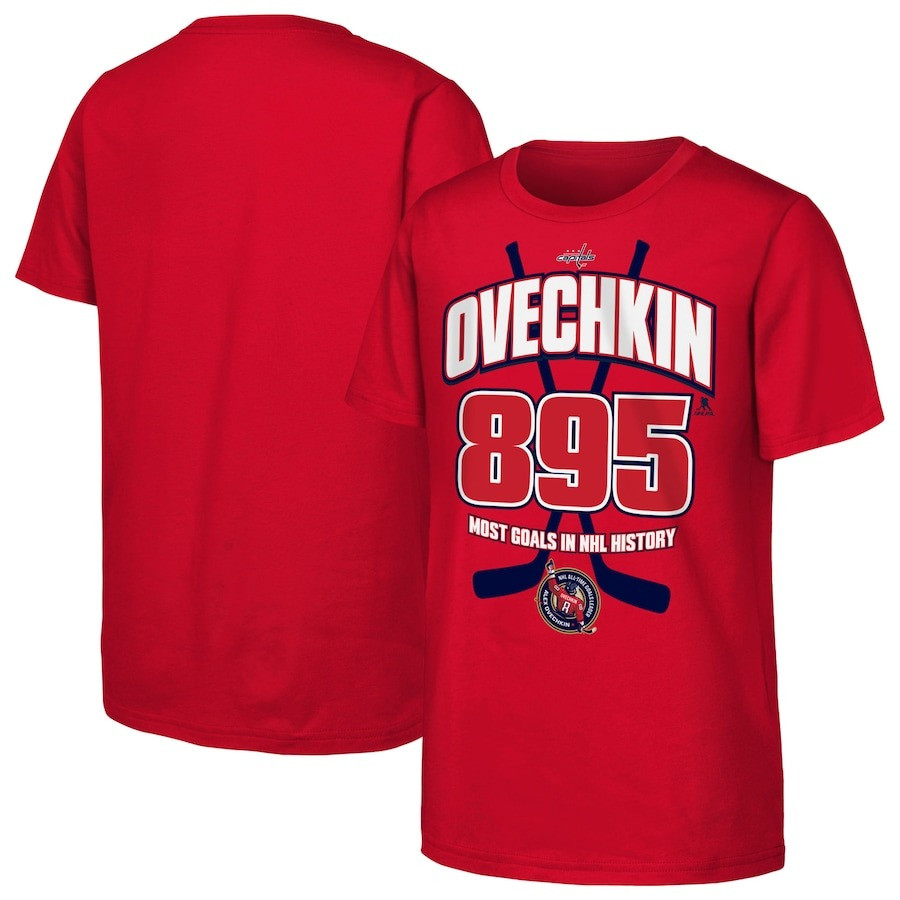 Alex Ovechkin 895 T-Shirt Checkin 895 Most Goals In NHL History Hockey Oregontrailrvpk Shirt