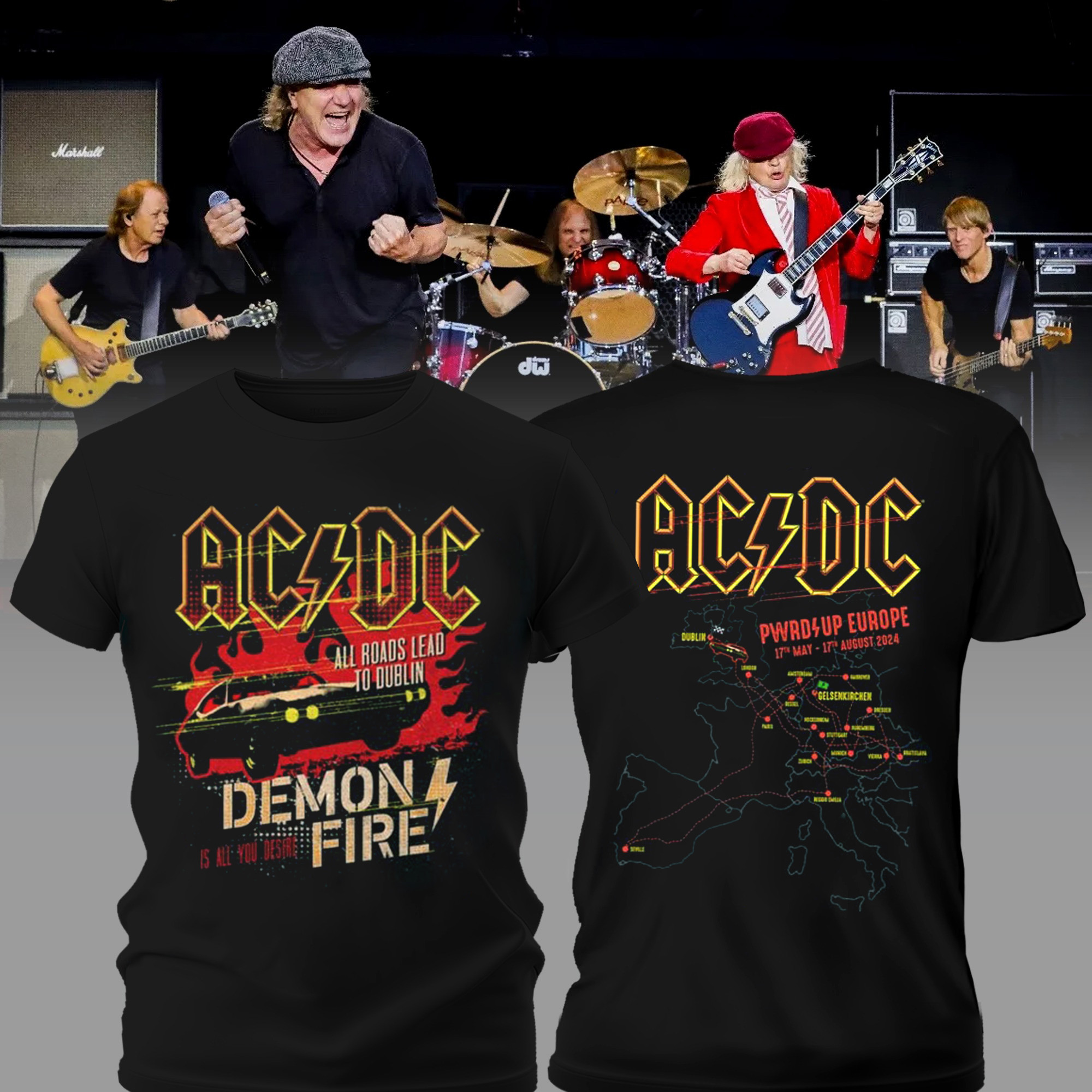 All Roads Lead to Dublin PWR UP Tour T-Shirt Music Oregontrailrvpk Shirt
