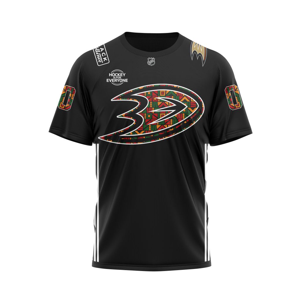 Anaheim Ducks Black History Month Pattern Personalized Name & Number Personalized Name And Number T-Shirt Oregontrailrvpk Shirt