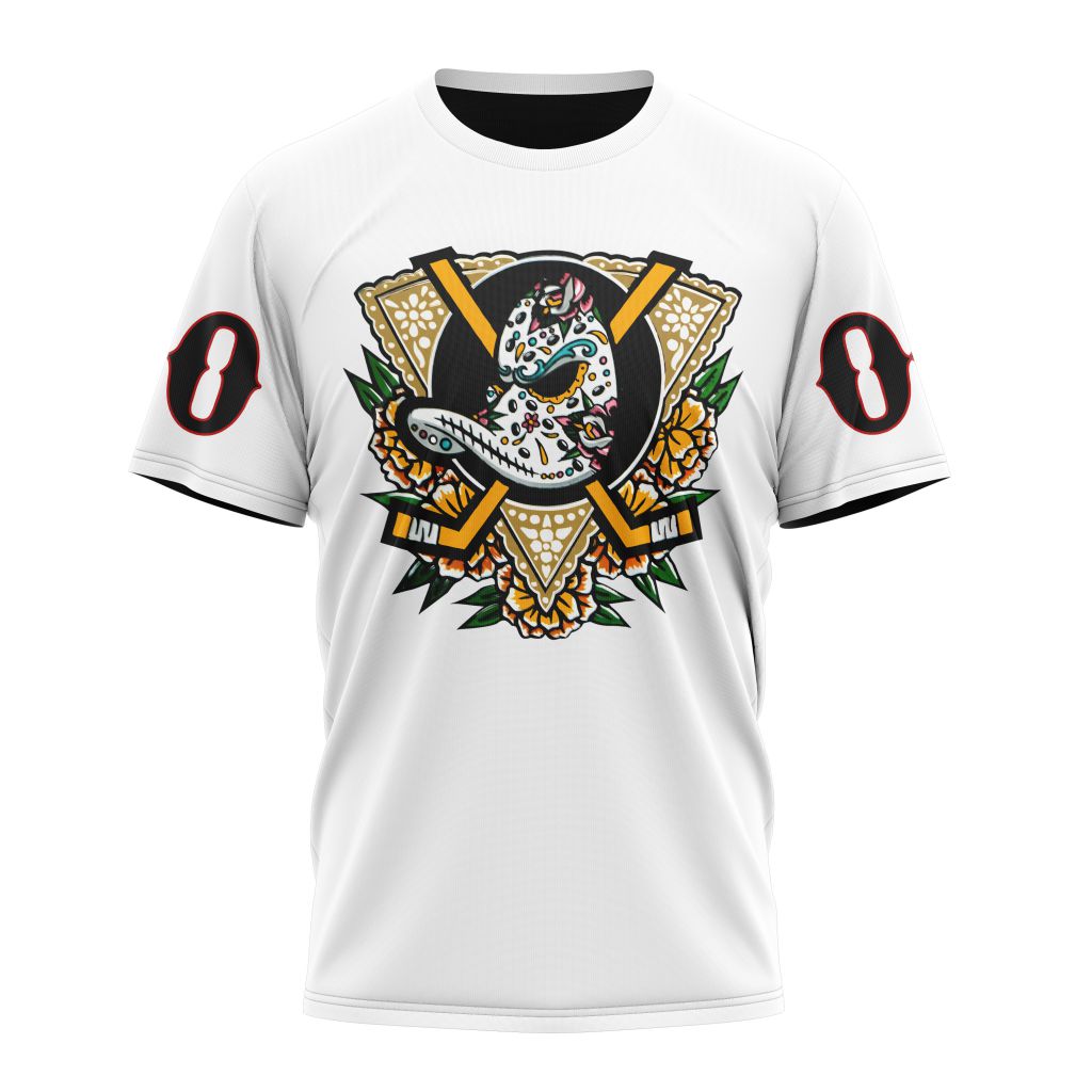 Anaheim Ducks Dia De Muertos Night 2022 Personalized Name And Number T-Shirt Oregontrailrvpk Shirt