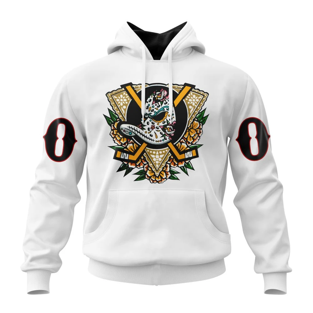 Anaheim Ducks Dia De Muertos Night All Over Print Hoodie Style 34567