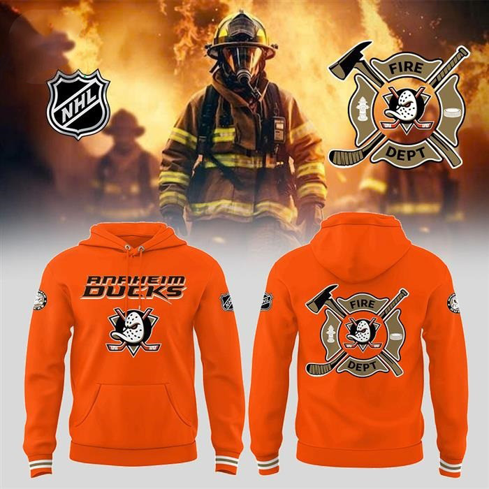 Anaheim Ducks Firefighter Hoodie Orange Presents For Hockey Fans