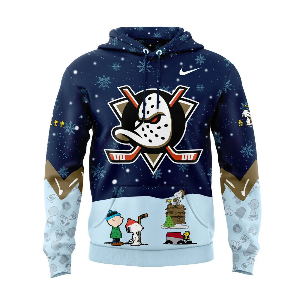 Anaheim Ducks Peanuts Hookey Hoodie Snoopy Night Hockey Hoodie Presents For Football Fans