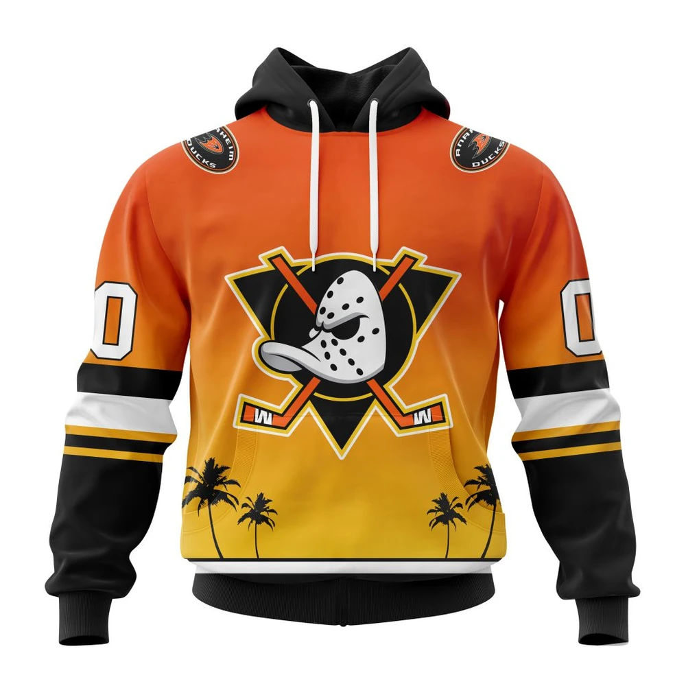 Anaheim Ducks Personalize Gradient Series Concept All Over Print Hoodie Style 14069