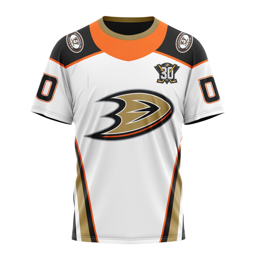Anaheim Ducks Personalized 2023 Away With 30th Anniversary Logo Personalized Name And Number T-Shirt Oregontrailrvpk Shirt
