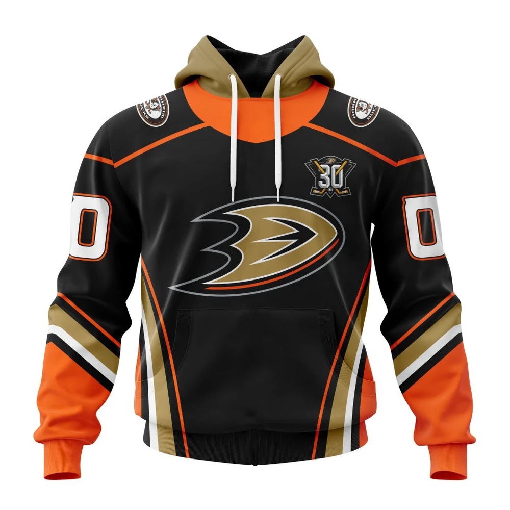 Anaheim Ducks Personalized Home With 30Th Anniversary Logo All Over Print Hoodie Style 20343