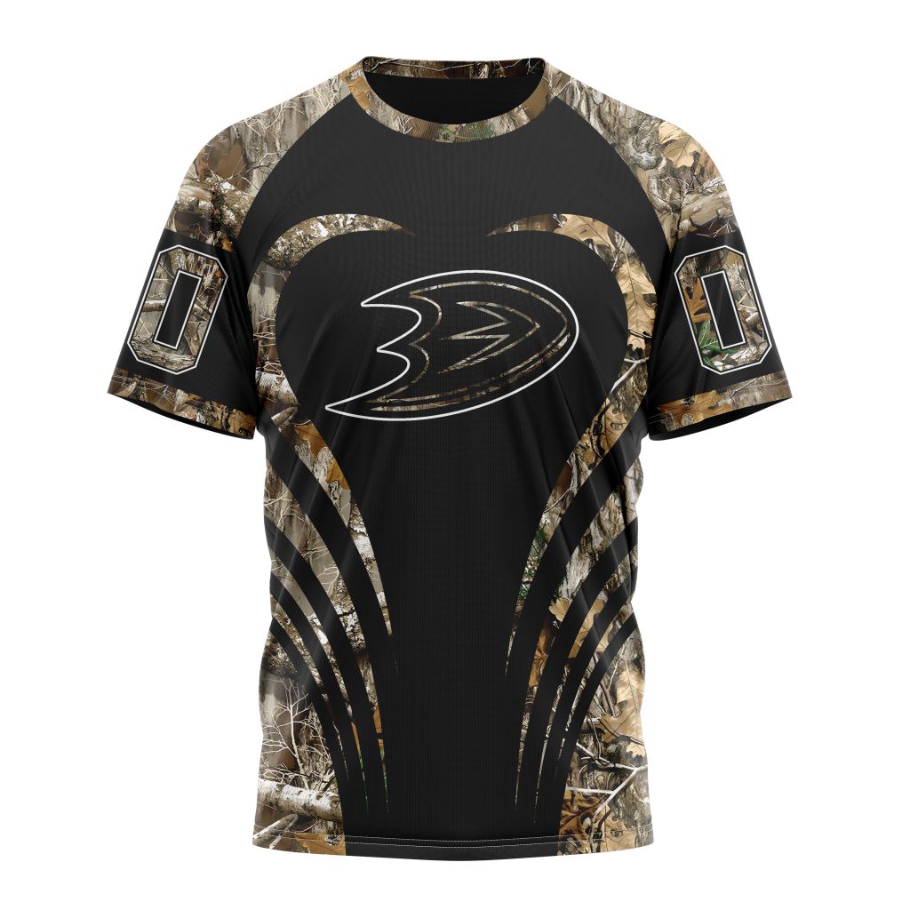 Anaheim Ducks Special Camo Hunting Personalized Name And Number T-Shirt Oregontrailrvpk Shirt