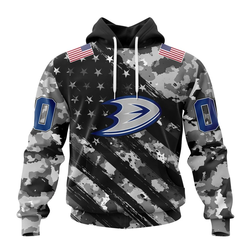 Anaheim Ducks Special Camo Military Design All Over Print Hoodie Style 51272