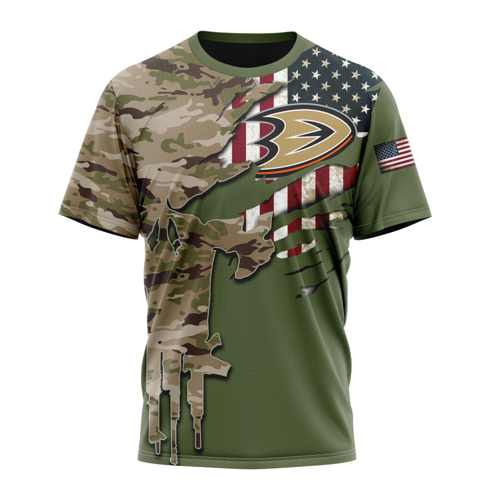 Anaheim Ducks Special Camo Skull Design Personalized Name And Number T-Shirt Oregontrailrvpk Shirt