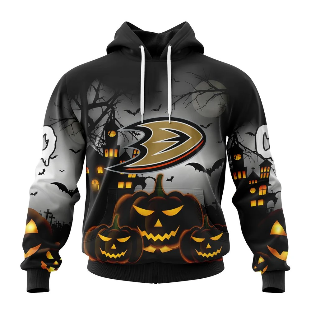 Anaheim Ducks Special Design For Halloween All Over Print Hoodie Style 19071
