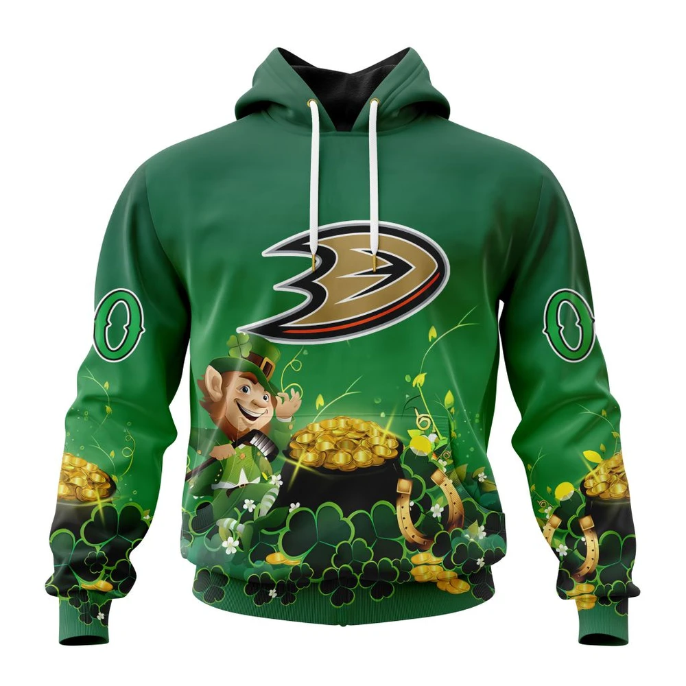Anaheim Ducks Special Design For St. Patrick Day All Over Print Hoodie Style 81853