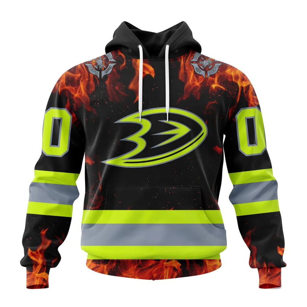 Anaheim Ducks Special Design Honoring Firefighters All Over Print Hoodie Style 29070