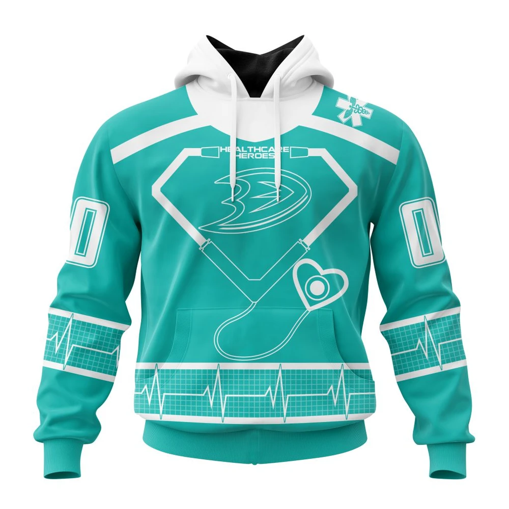 Anaheim Ducks Special Design Honoring Healthcare Heroes All Over Print Hoodie Style 25587