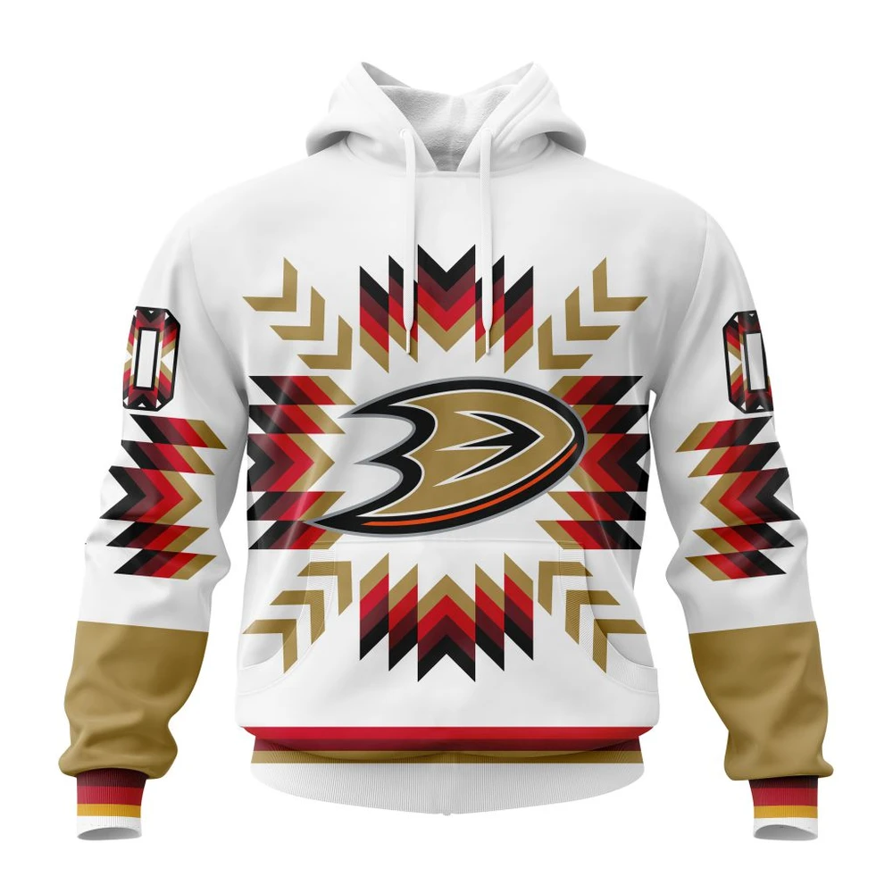 Anaheim Ducks Special Design With Native Pattern All Over Print Hoodie Style 21903