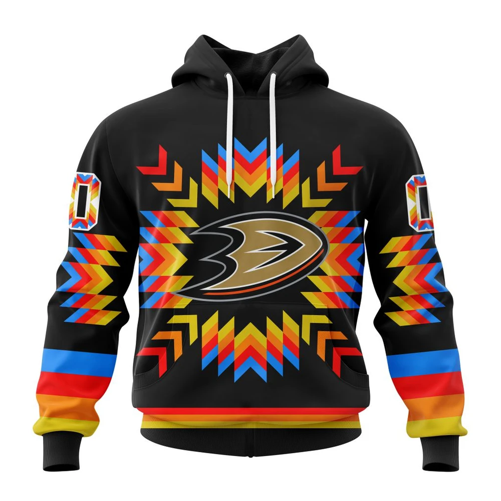 Anaheim Ducks Special Design With Native Pattern All Over Print Hoodie Style 46823