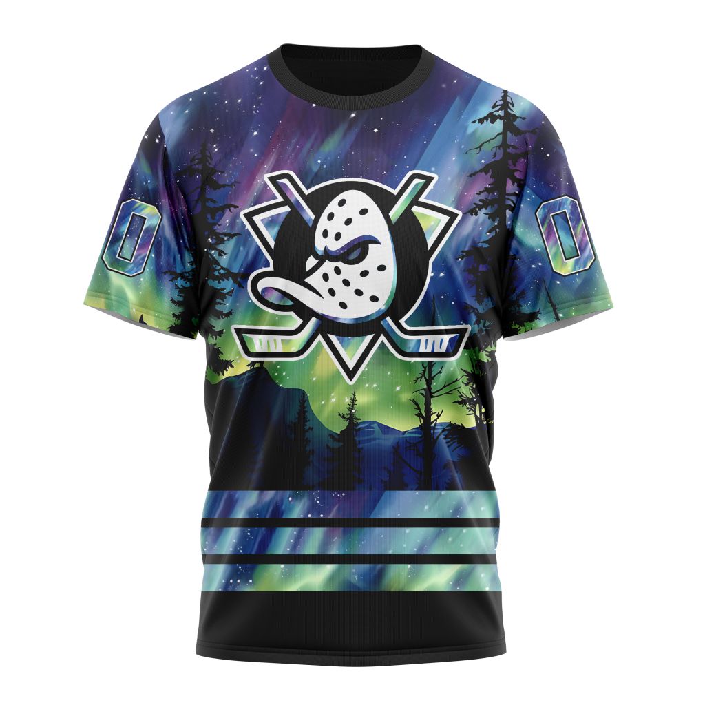 Anaheim Ducks Special Design With Northern Lights 01 Personalized Name And Number T-Shirt Oregontrailrvpk Shirt