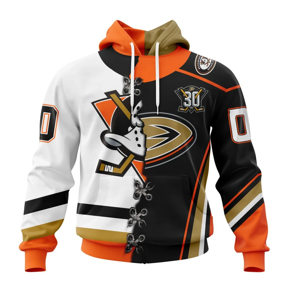 Anaheim Ducks Special Home Mix Reverse Retro Personalized Kits All Over Print Hoodie Style 23963