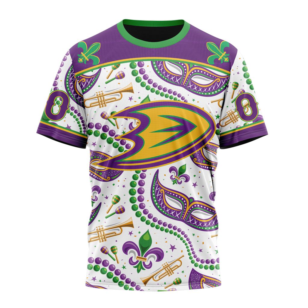 Anaheim Ducks Special Mardi Gras Design 01 Personalized Name And Number T-Shirt Oregontrailrvpk Shirt
