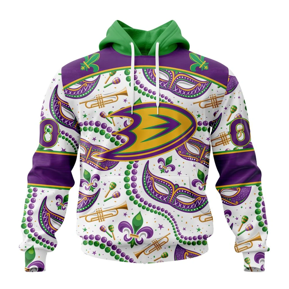Anaheim Ducks Special Mardi Gras Design All Over Print Hoodie Style 43591