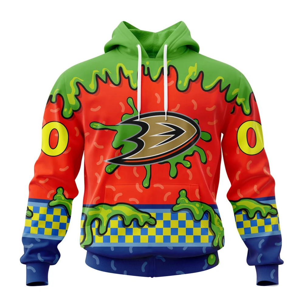 Anaheim Ducks Special Nickelodeon Design All Over Print Hoodie Style 93881