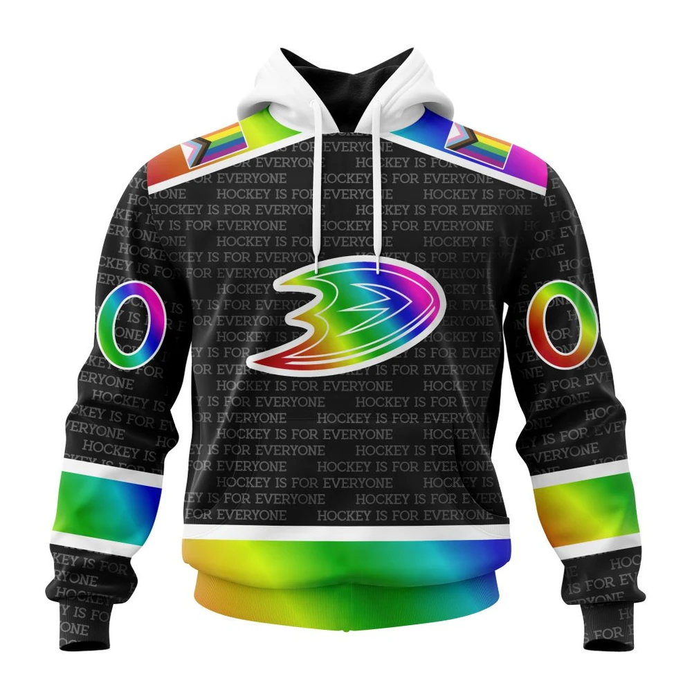 Anaheim Ducks Special Pride Design Hockey Is For Everyone All Over Print Hoodie Style 67240