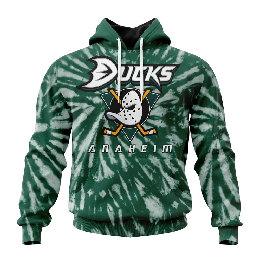 Anaheim Ducks Special Retro Vintage Tie Dye All Over Print Hoodie Style 92429