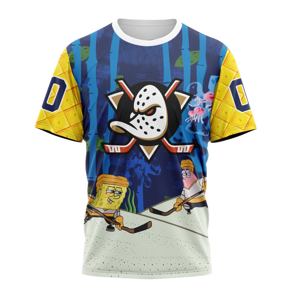 Anaheim Ducks Special SpongeBob SquarePants Design 01 Personalized Name And Number T-Shirt Oregontrailrvpk Shirt