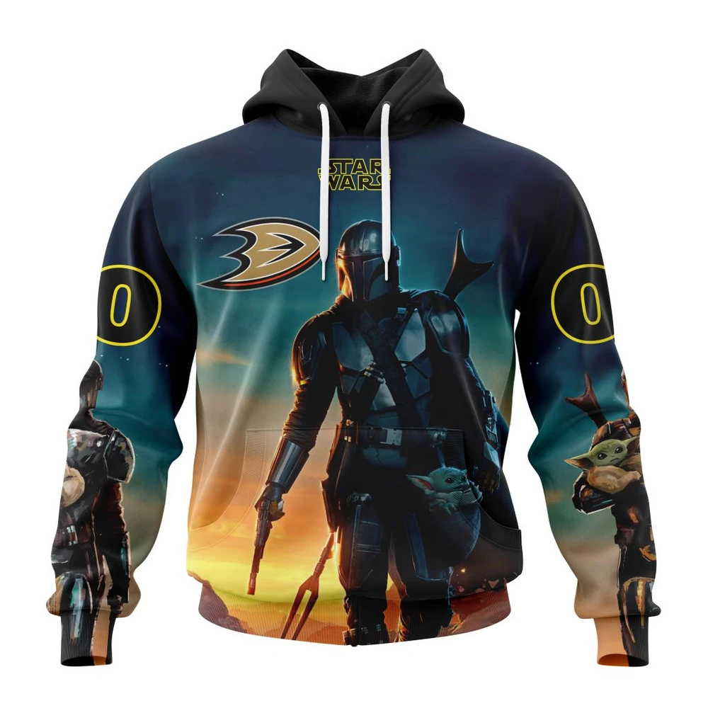 Anaheim Ducks Special Star Wars The Mandalorian Design All Over Print Hoodie Style 63591
