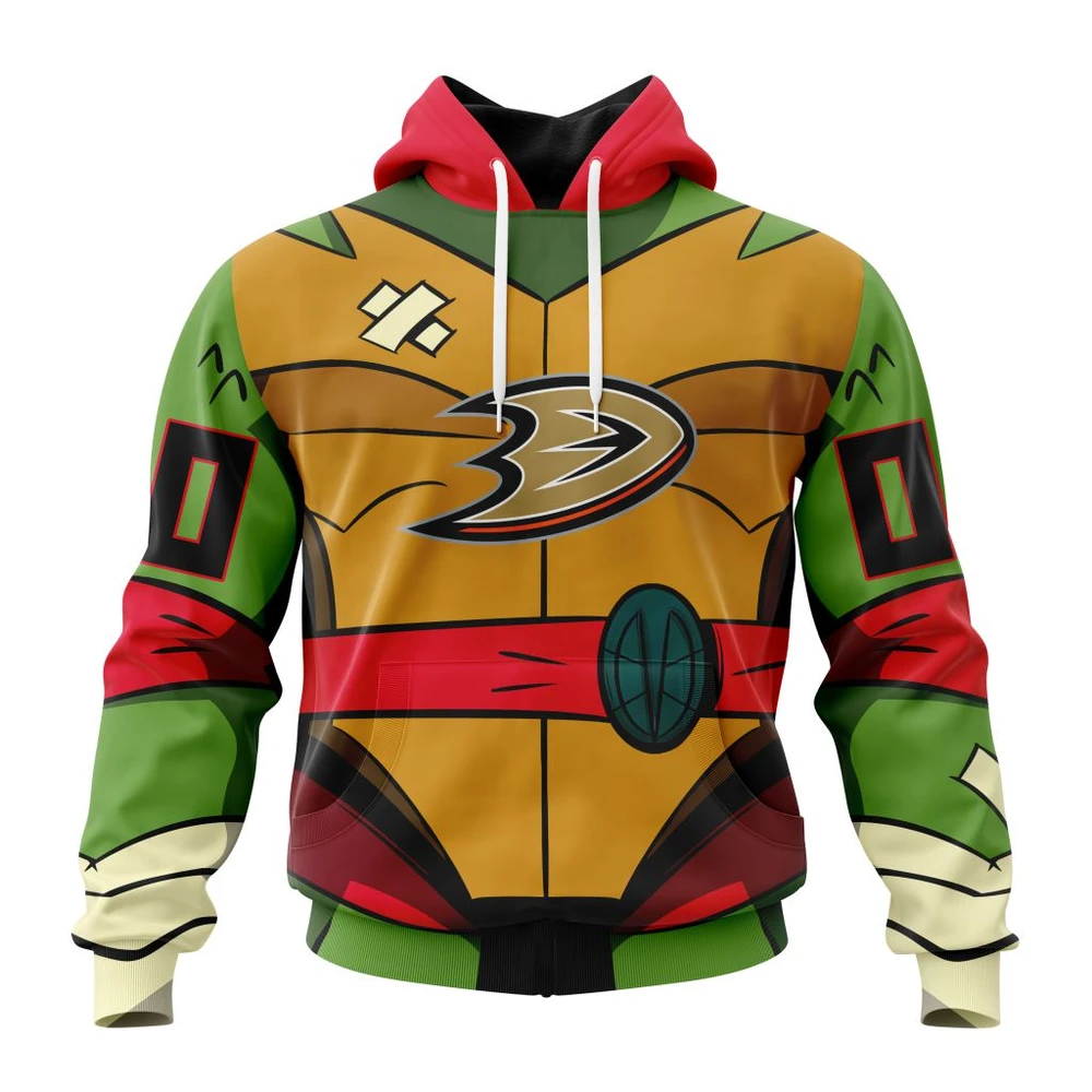 Anaheim Ducks Special Teenage Mutant Ninja Turtles Design All Over Print Hoodie Style 75335