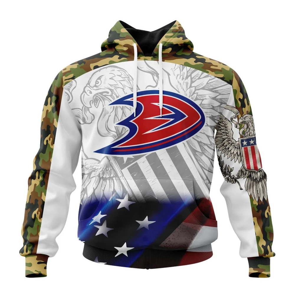 Anaheim Ducks Specialized Design With Our America Flag And Our America Eagle All Over Print Hoodie Style 76168