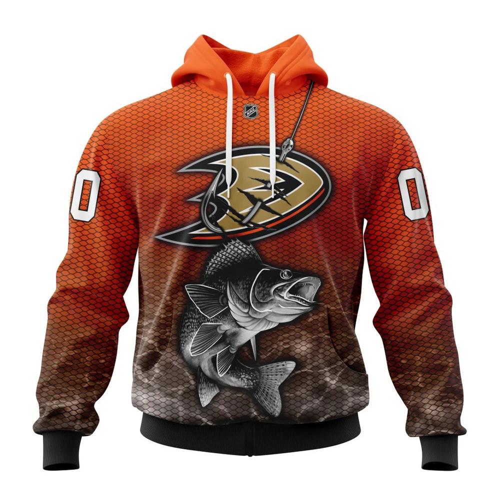 Anaheim Ducks Specialized Fishing All Over Print Hoodie Style 90545