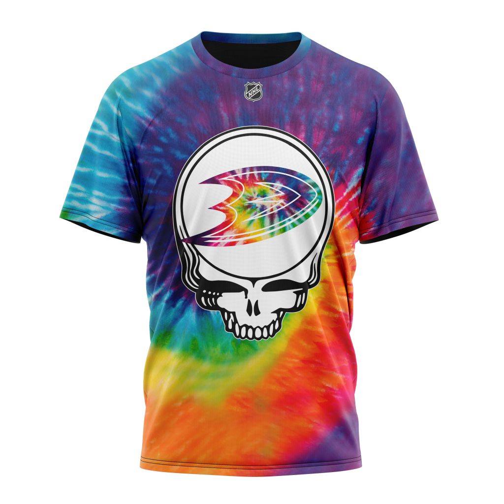 Anaheim Ducks Specialized Grateful Dead Tie Dye Personalized Name And Number T-Shirt Oregontrailrvpk Shirt