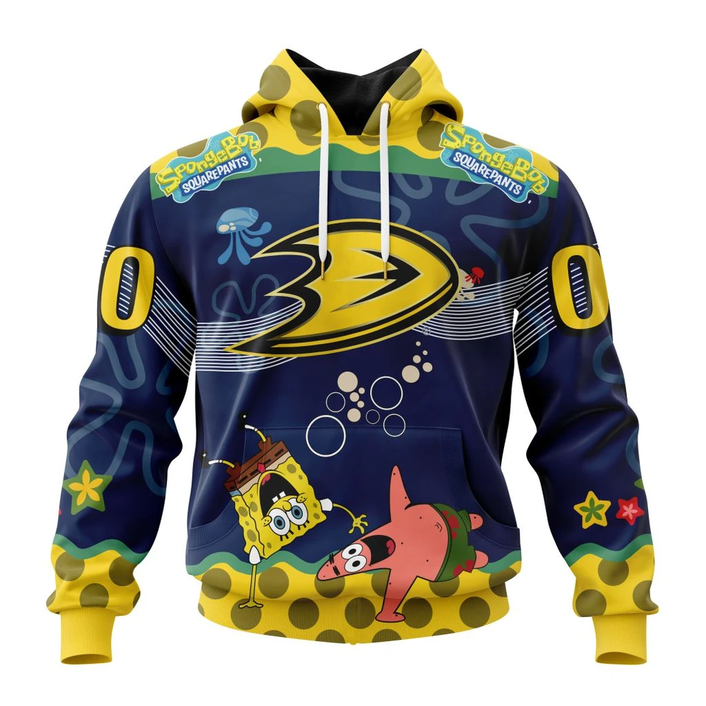 Anaheim Ducks Specialized Jersey With Spongebob All Over Print Hoodie Style 29406