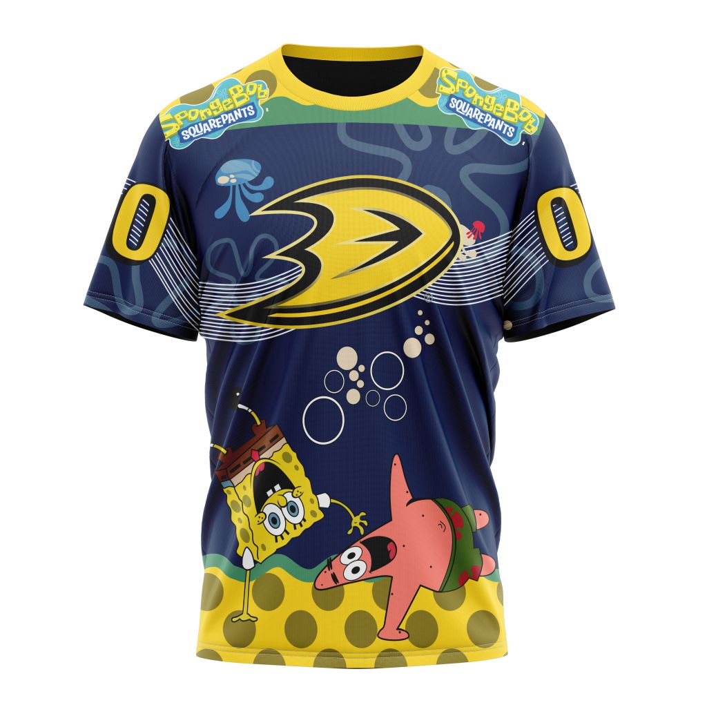 Anaheim Ducks Specialized Jersey With SpongeBob Personalized Name And Number T-Shirt Oregontrailrvpk Shirt