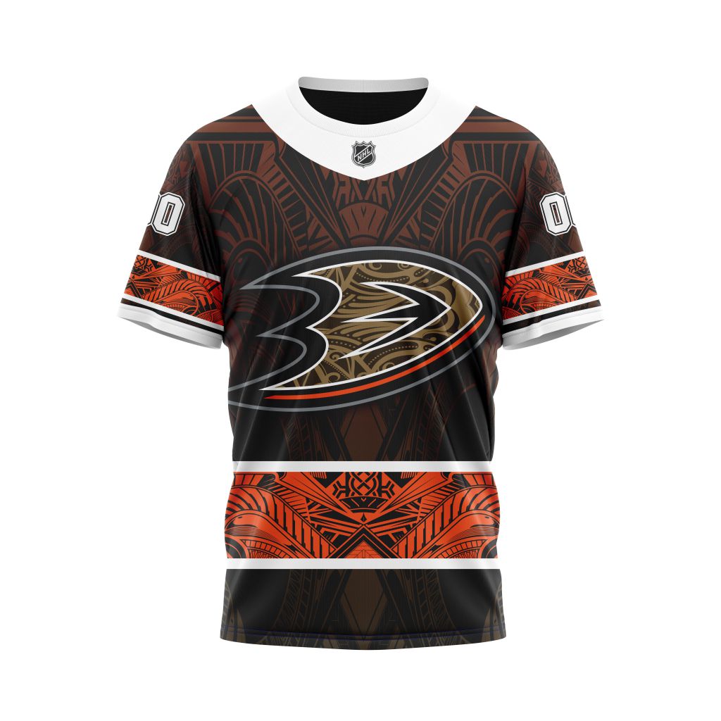 Anaheim Ducks Specialized Native With Samoa Culture Personalized Name And Number T-Shirt Oregontrailrvpk Shirt