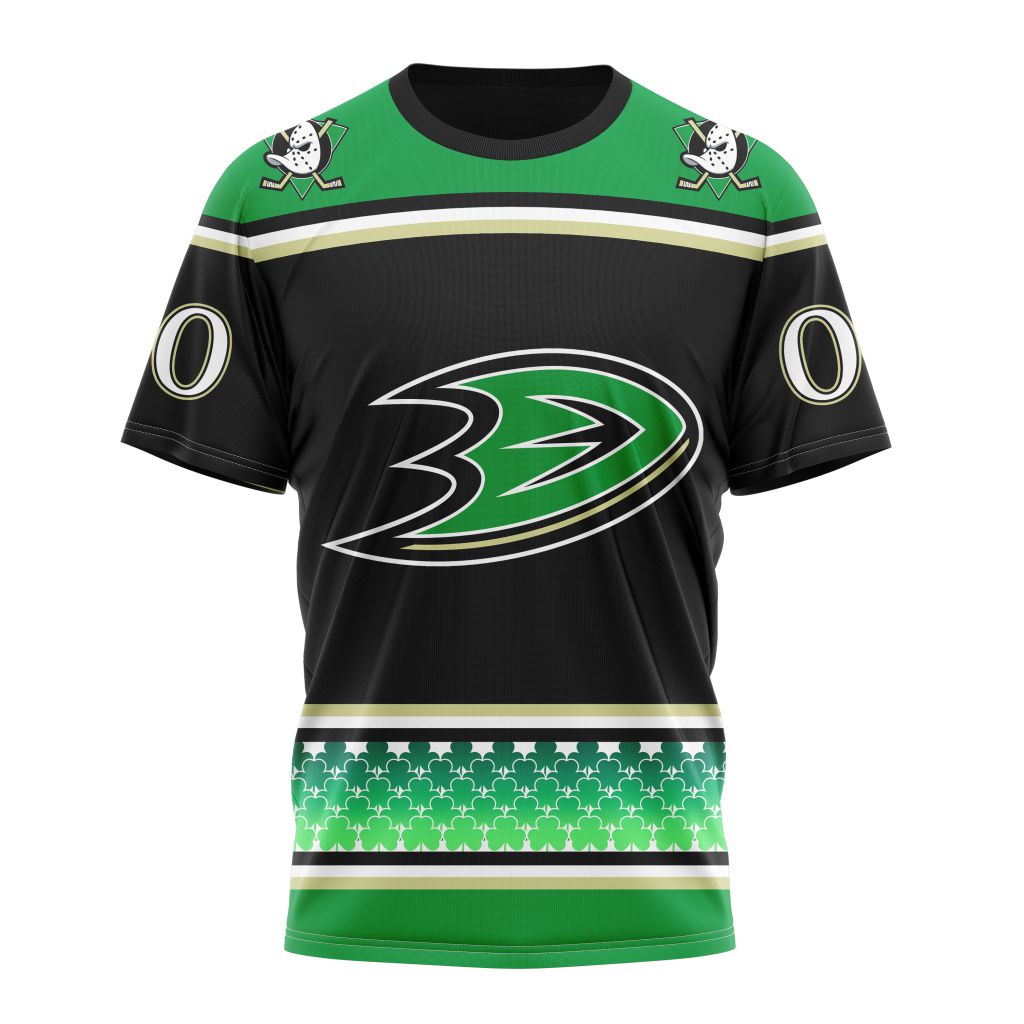 Anaheim Ducks Specialized Unisex Kits Hockey Celebrate St Patrick's Day Personalized Name And Number T-Shirt Oregontrailrvpk Shirt