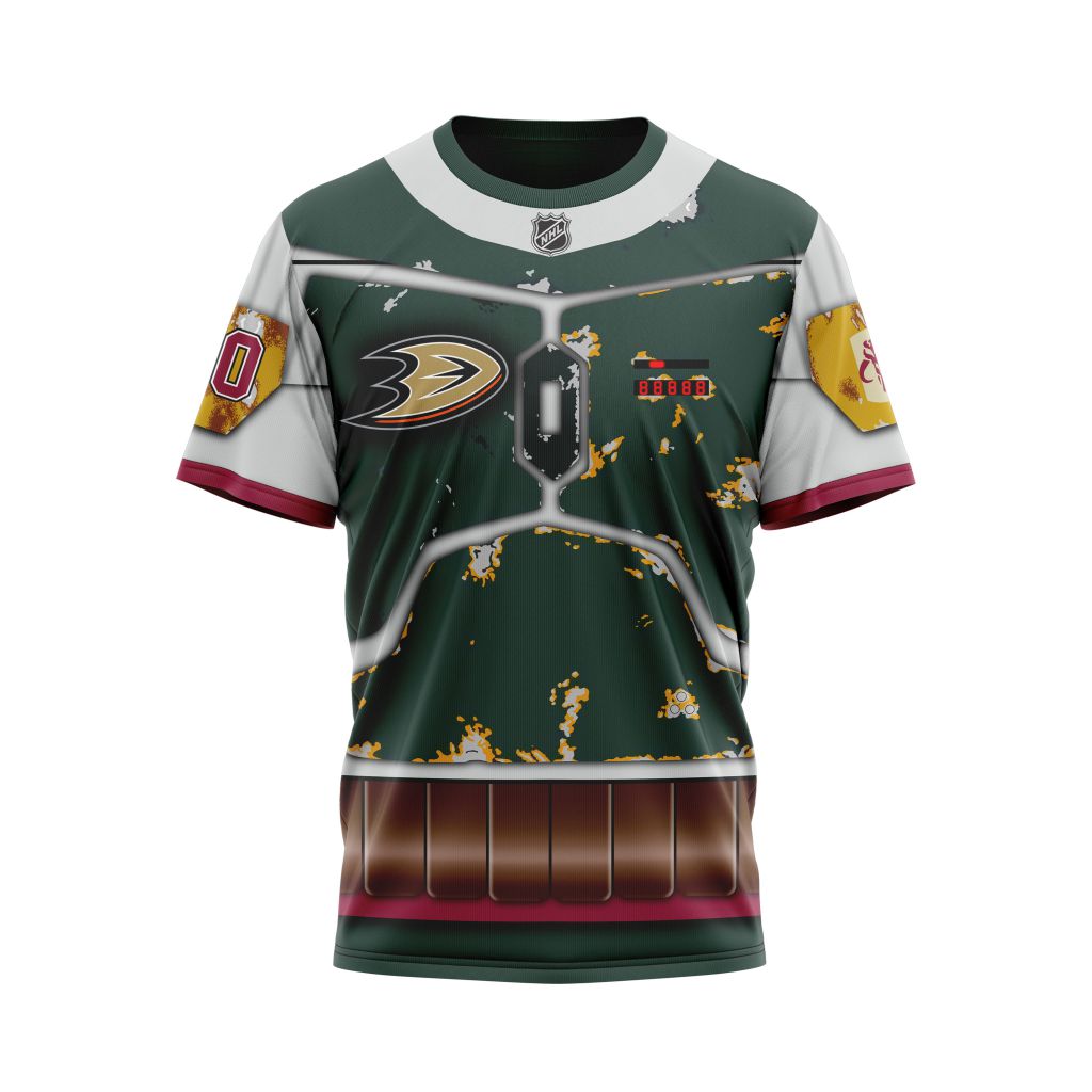 Anaheim Ducks X Boba Fett's Armor Specialized Design For Star Wars Fourth Of July Personalized Name And Number T-Shirt Oregontrailrvpk Shirt