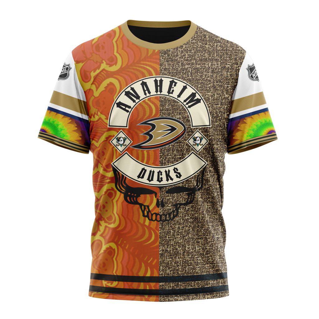 Anaheim Ducks X Grateful Dead Specialized Design Personalized Name And Number T-Shirt Oregontrailrvpk Shirt
