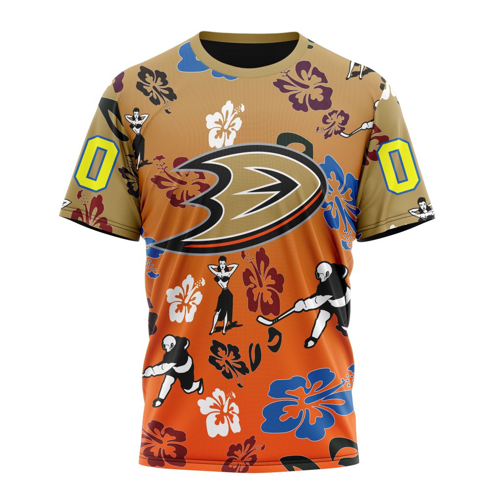 Anaheim Ducks X Hawaii Specialized Design For Hawaiia Personalized Name And Number T-Shirt Oregontrailrvpk Shirt