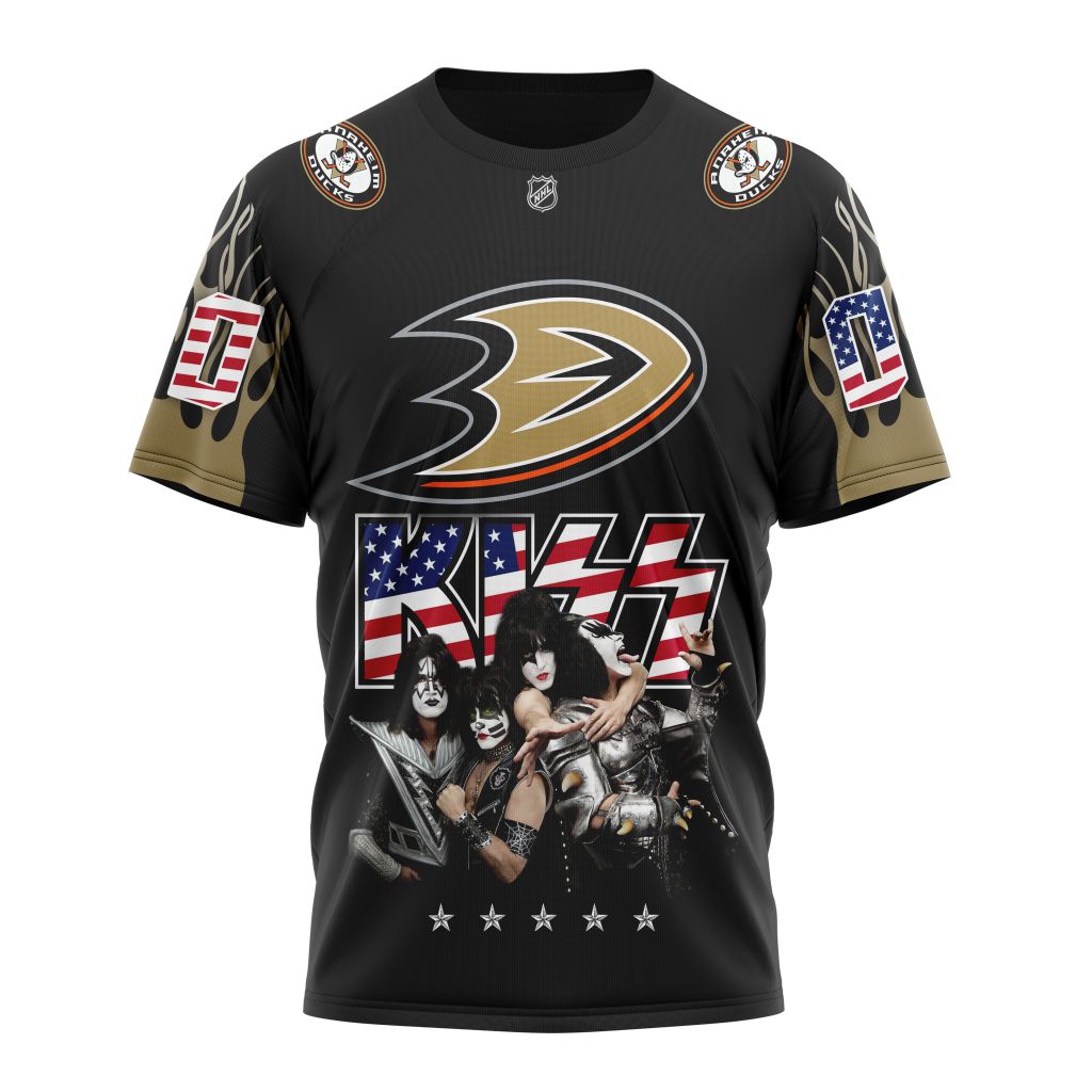Anaheim Ducks X Kiss Specialized Design Personalized Name And Number T-Shirt Oregontrailrvpk Shirt