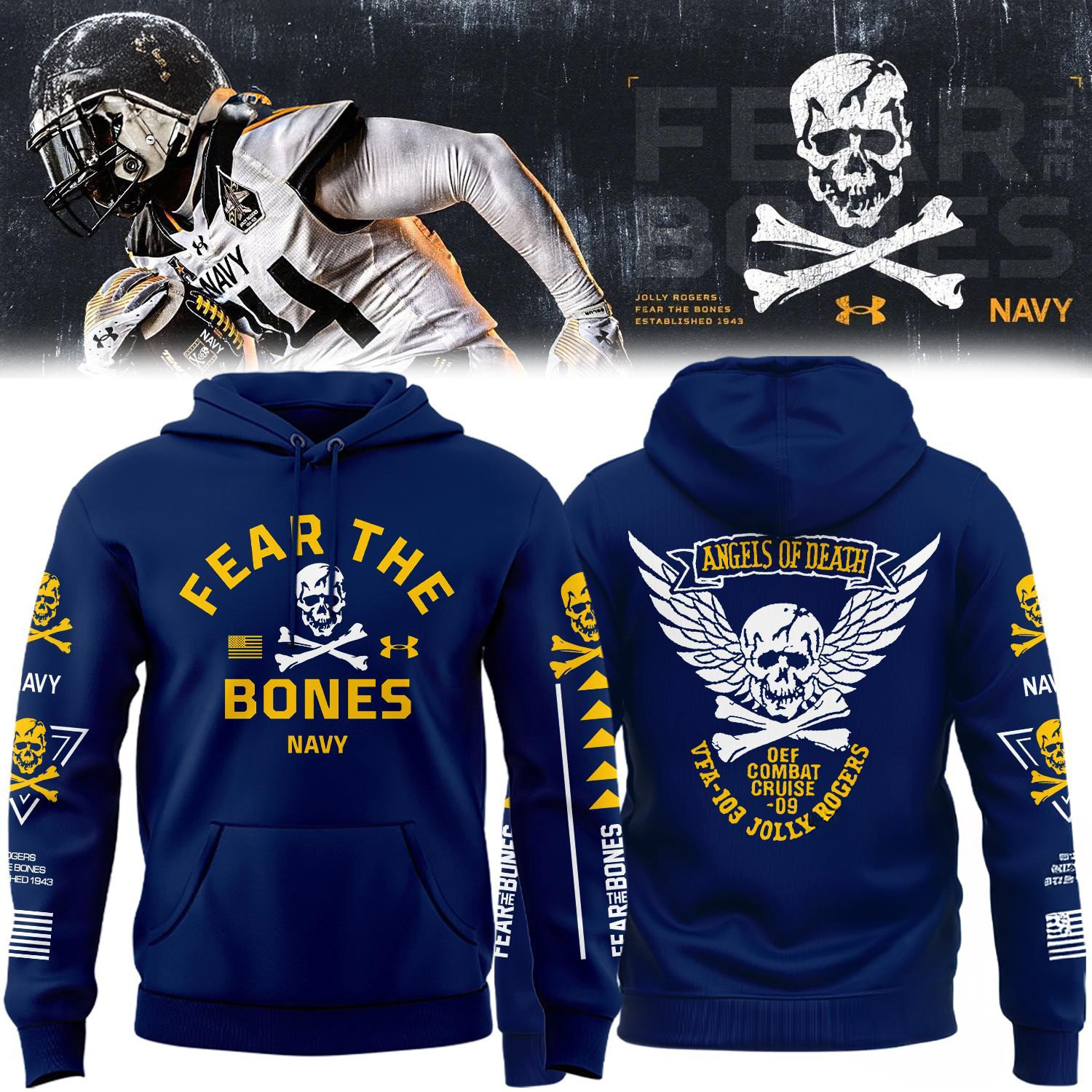 Angel Of Death Jolly Rogers Navy Midshipmen Hoodie