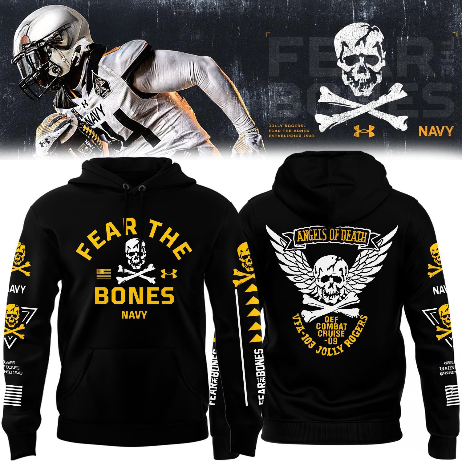 Angel Of Death Jolly Rogers Navy Midshipmen Hoodie Gifts For Football Fan