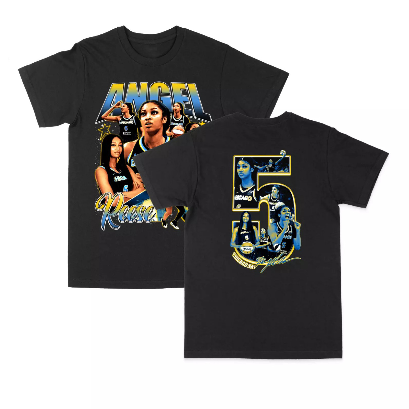 Angel Reese Chicago Sky WNBA Tee Double-Sided Oregontrailrvpk Shirt