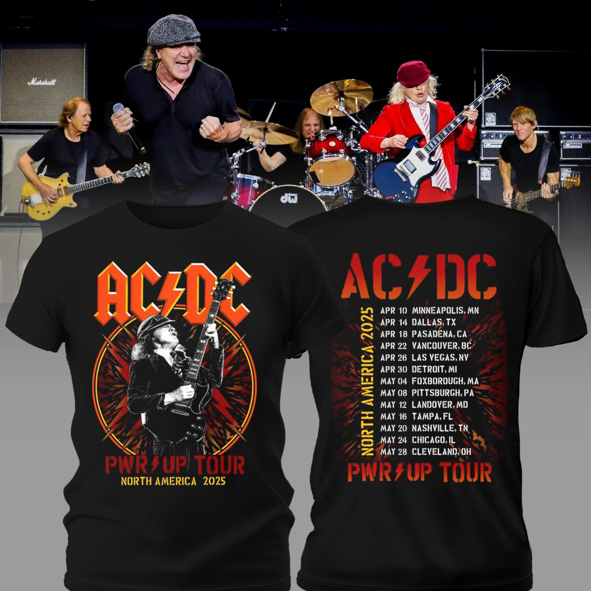 Angus Bolts PWR UP Tour T-Shirt For Concert Lovers Oregontrailrvpk Shirt