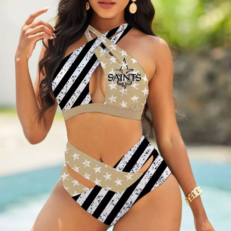 Arizona Cardinals Womens 2Pcs Bikini Swimsuit Criss Cross Cutout Bathing Suit 026 St5204