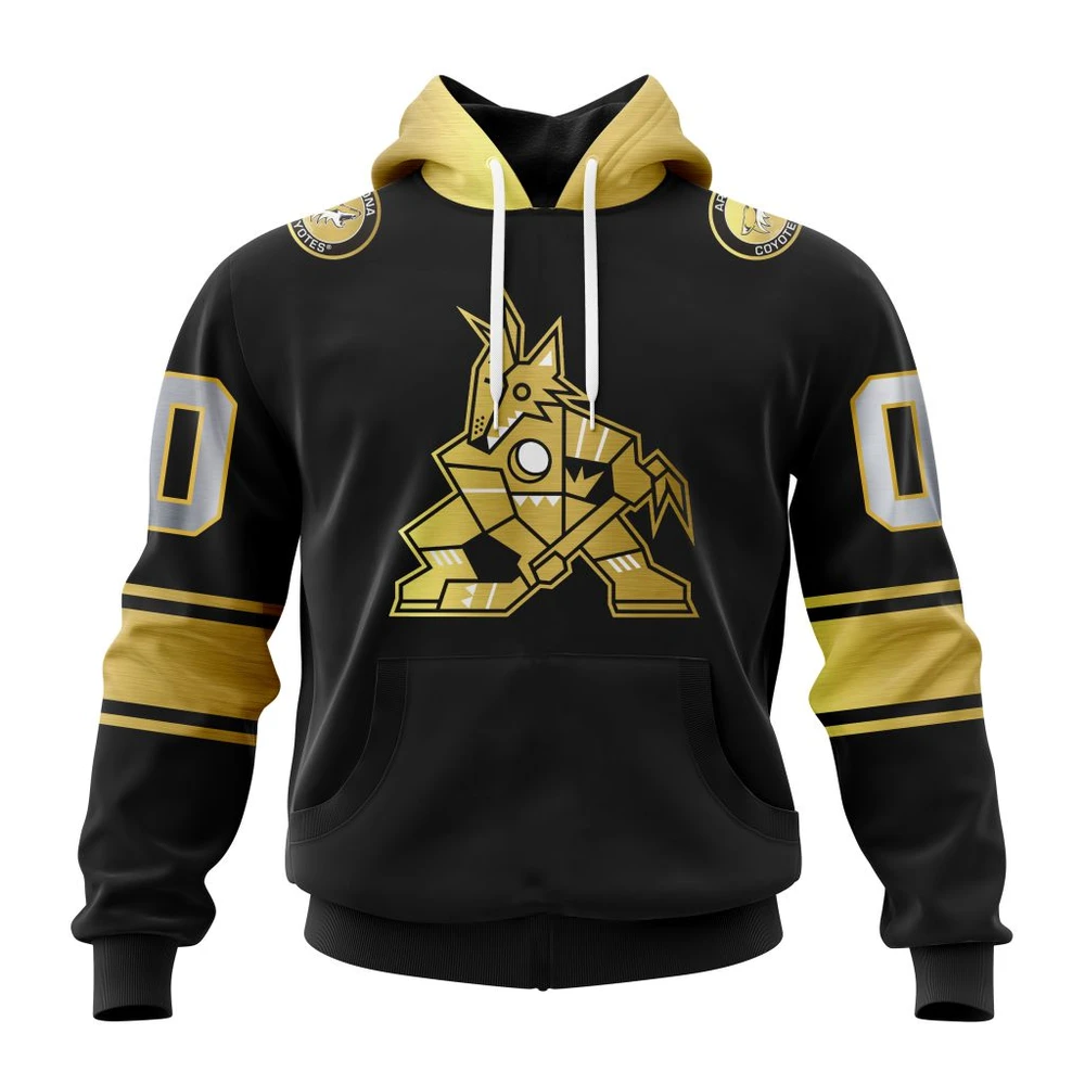 Arizona Coyotes Special Black And Gold Design All Over Print Hoodie Style 51278