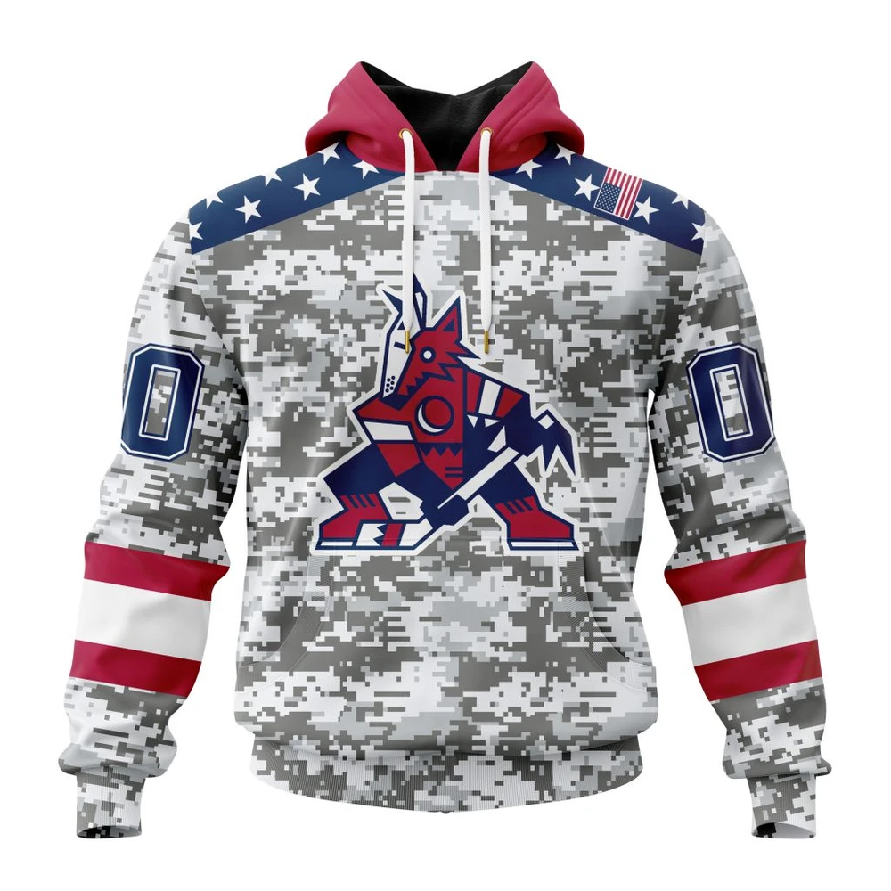 Arizona Coyotes Special Camo Design For Veterans Day All Over Print Hoodie Style 53152